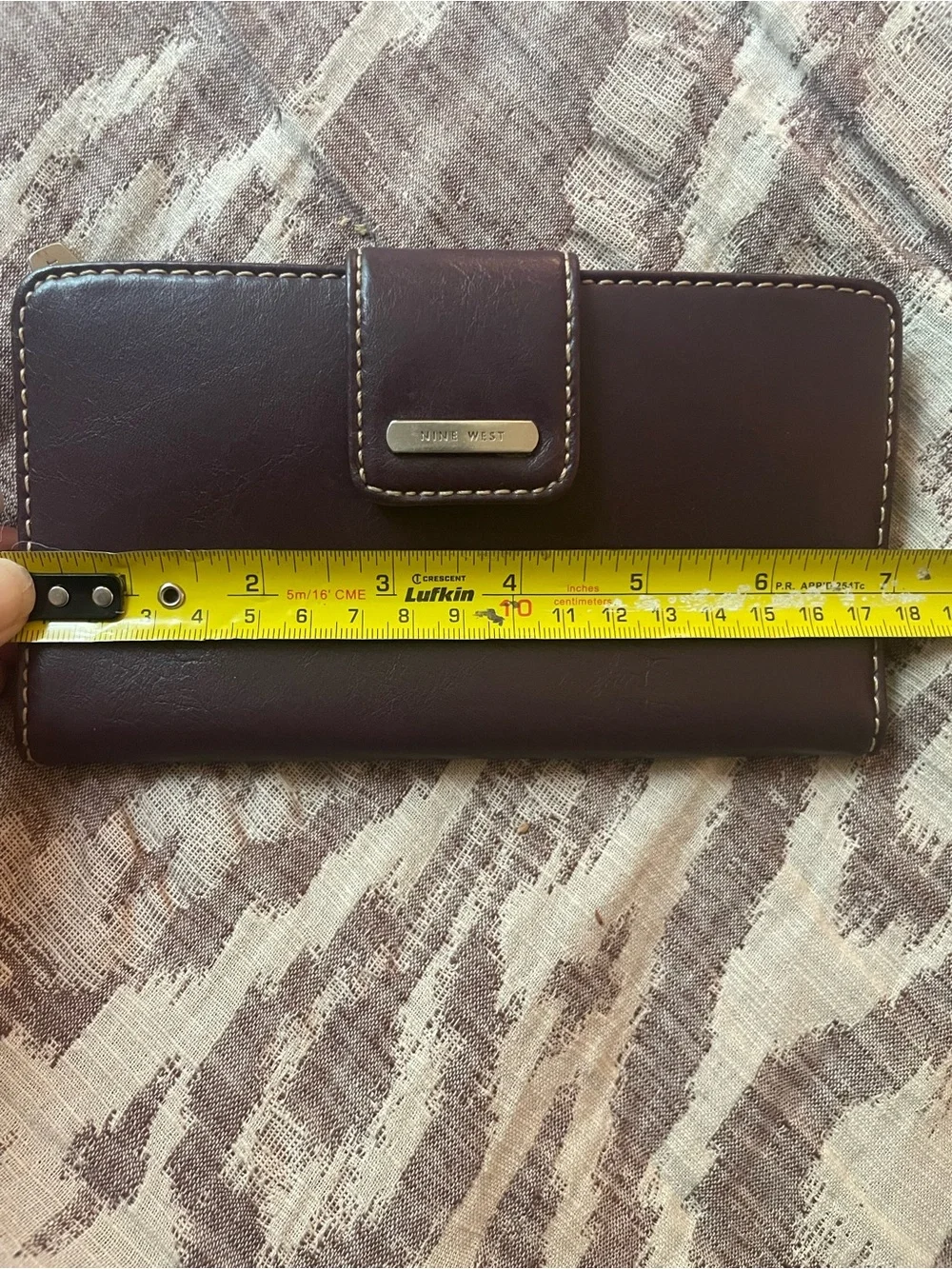 Nine West Deep Plum Leather Snap Wallet